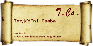 Tarjáni Csaba névjegykártya
